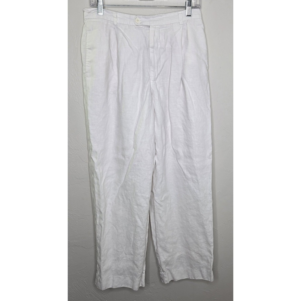 Gap Women's White 100% Linen Blend Pants Size‎ 12 Summer Lightweight Resort